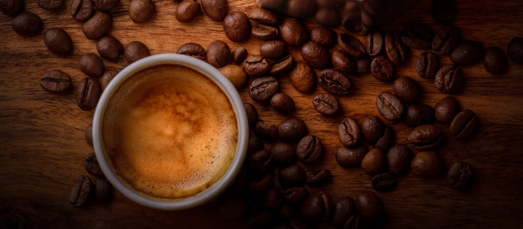 Coffee beans and espresso